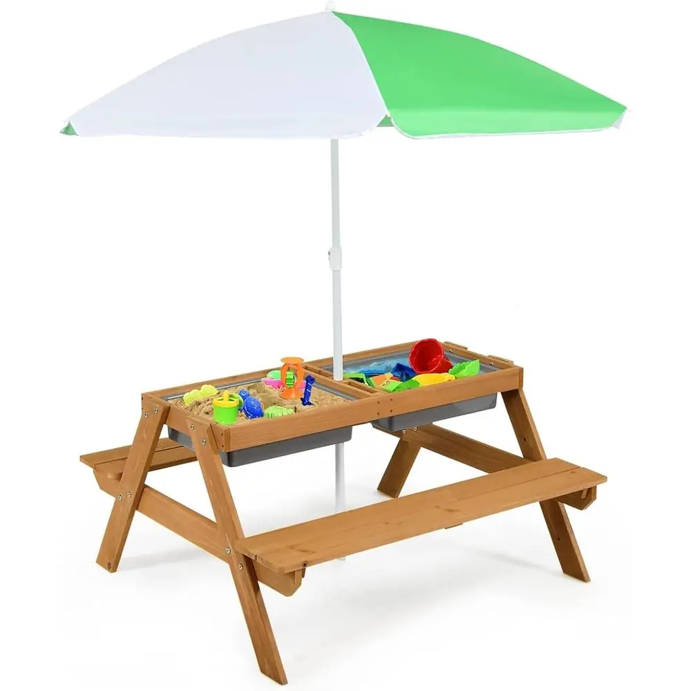 طاولة نزهة خشبية 4 في 1 للرمل  - مراجعة Kids Outdoor Furniture Set وسعره